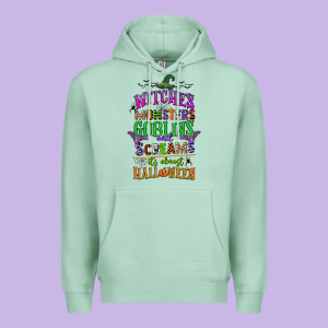 Witches Monsters Goblins And Screams Its Almost Halloween Premium Hoodie Designed By Cowgirlartshop
