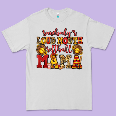 Somebody's Loud Mouth Softball Mama Premium Tee Designed By Jasminsmagicworld