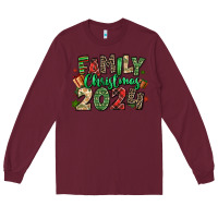 Burgundy family christmas 2024 Long Sleeve Tee - MaliasSmallBusiness