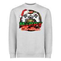 Heather Grey Gamer Merry Christmas Heavyweight Sweatshirt - NancyCooperArtShop