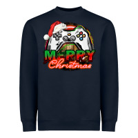 Navy Gamer Merry Christmas Heavyweight Sweatshirt - NancyCooperArtShop