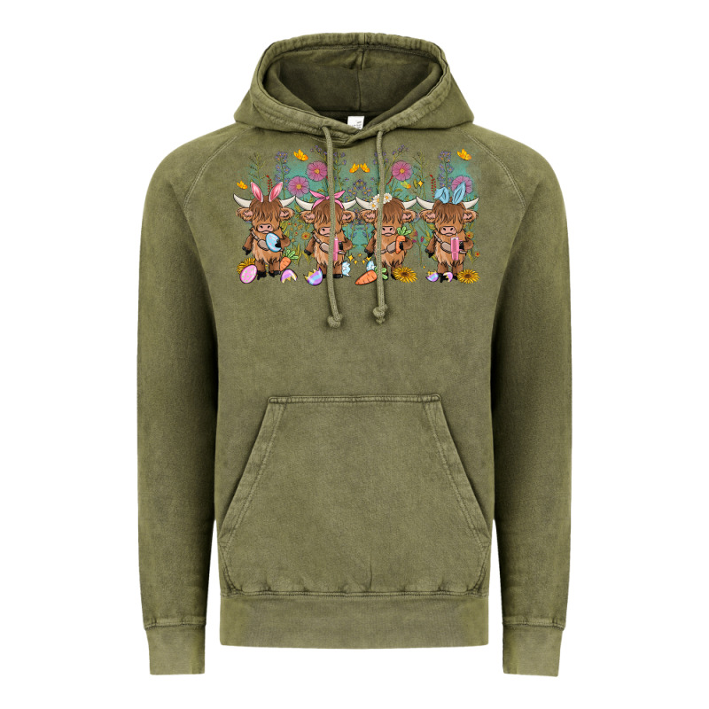 Easter Day Baby Highland Cow Vintage Hoodie by MaliasSmallBusiness | Teevron