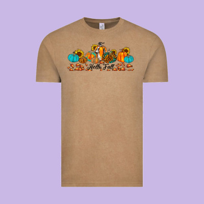 Hello Fall Pumpkin Sunflower Vintage Tee Designed By Jahusdesignshop