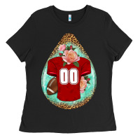 Black american football and western roses teardrop Ladies Tee - BundleAndBundleShop