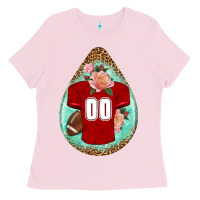 Bubblegum Pink american football and western roses teardrop Ladies Tee - BundleAndBundleShop