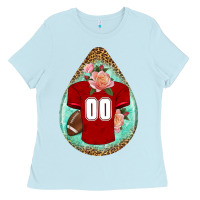 Baby Blue american football and western roses teardrop Ladies Tee - BundleAndBundleShop
