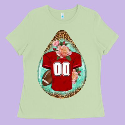 American Football And Western Roses Teardrop Ladies Tee Designed By Bundleandbundleshop