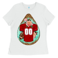 White american football and western roses teardrop Ladies Tee - BundleAndBundleShop