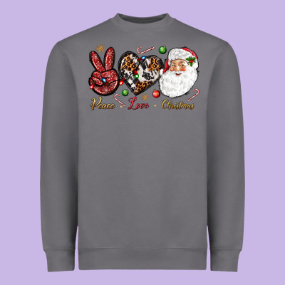 Peace Love Christmas Heavyweight Sweatshirt Designed By Nancycooperartshop