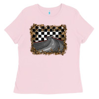 Bubblegum Pink leopard racing  background Ladies Tee - RanaPortraitStore