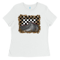 White leopard racing  background Ladies Tee - RanaPortraitStore