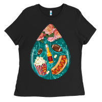 Black american football and western roses teardrop Ladies Tee - BundleAndBundleShop