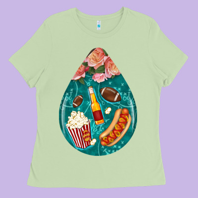 American Football And Western Roses Teardrop Ladies Tee Designed By Bundleandbundleshop