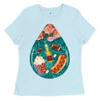 Baby Blue american football and western roses teardrop Ladies Tee - BundleAndBundleShop
