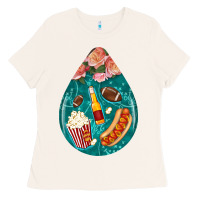 Bone american football and western roses teardrop Ladies Tee - BundleAndBundleShop