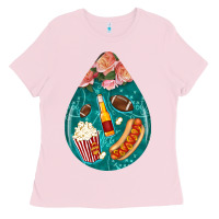 Bubblegum Pink american football and western roses teardrop Ladies Tee - BundleAndBundleShop