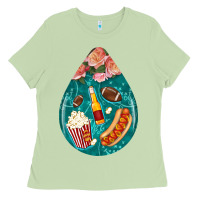 American Football And Western Roses Teardrop Ladies Tee | Teevron