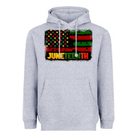 Heather Grey juneteenth american flag Heavyweight Hoodie - CowGirlArtShop