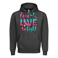 Charcoal Heather live love fight breast cancer Zipper Hoodie - texasbilliewilder
