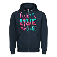 Navy live love fight breast cancer Zipper Hoodie - texasbilliewilder