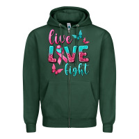 Sports Green live love fight breast cancer Zipper Hoodie - texasbilliewilder