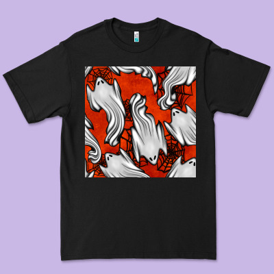 Flying Ghosts Seamless Pattern Premium Tee Designed By Bundleandbundleshop