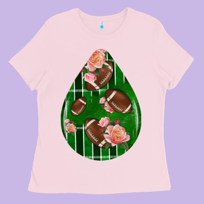 American Football And Western Roses Teardrop Ladies Tee Designed By Bundleandbundleshop