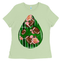 Matcha american football and western roses teardrop Ladies Tee - BundleAndBundleShop
