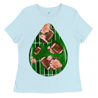 Baby Blue american football and western roses teardrop Ladies Tee - BundleAndBundleShop