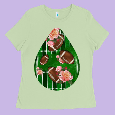 American Football And Western Roses Teardrop Ladies Tee Designed By Bundleandbundleshop