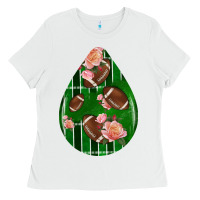 White american football and western roses teardrop Ladies Tee - BundleAndBundleShop