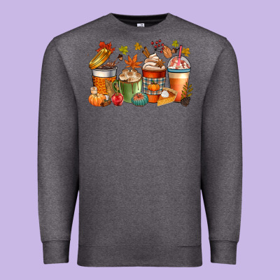 Fall Coffee Cups Premium Sweatshirt Designed By Cowgirlartshop