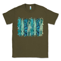 Army Green turquoise leopard watercolor brushstroke background Classic Tee - RanaPortraitStore