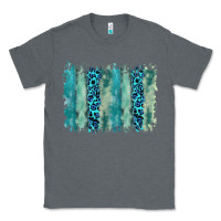 Charcoal Heather turquoise leopard watercolor brushstroke background Classic Tee - RanaPortraitStore