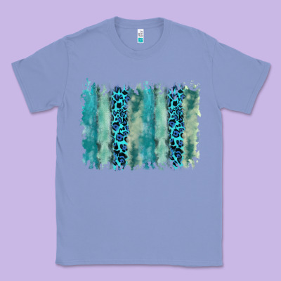 Turquoise Leopard Watercolor Brushstroke Background Classic Tee Designed By Ranaportraitstore