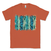 Copper turquoise leopard watercolor brushstroke background Classic Tee - RanaPortraitStore