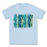 Dusty Blue turquoise leopard watercolor brushstroke background Classic Tee - RanaPortraitStore