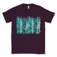 Plum turquoise leopard watercolor brushstroke background Classic Tee - RanaPortraitStore