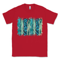 Red turquoise leopard watercolor brushstroke background Classic Tee - RanaPortraitStore