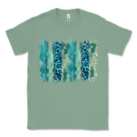 Sage turquoise leopard watercolor brushstroke background Classic Tee - RanaPortraitStore