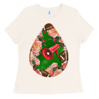 Bone american football and western roses teardrop Ladies Tee - BundleAndBundleShop