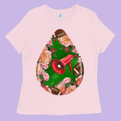 American Football And Western Roses Teardrop Ladies Tee Designed By Bundleandbundleshop