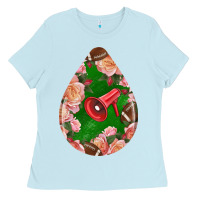Baby Blue american football and western roses teardrop Ladies Tee - BundleAndBundleShop