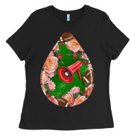 Black american football and western roses teardrop Ladies Tee - BundleAndBundleShop