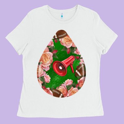 American Football And Western Roses Teardrop Ladies Tee Designed By Bundleandbundleshop