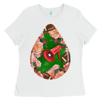 White american football and western roses teardrop Ladies Tee - BundleAndBundleShop