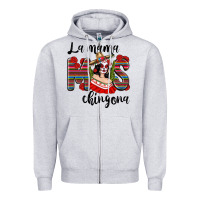 Heather Grey la mama mos chingona Zipper Hoodie - texasbilliewilder