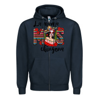 Navy la mama mos chingona Zipper Hoodie - texasbilliewilder