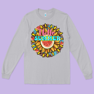 Hello Summer Long Sleeve Tee Designed By Jahusdesignshop