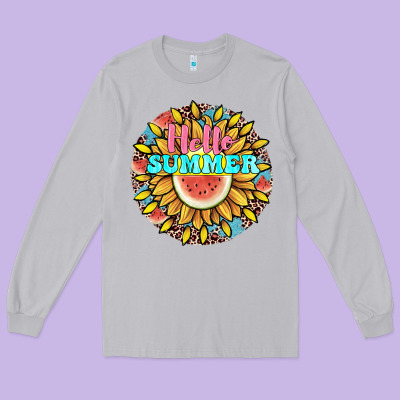 Hello Summer Long Sleeve Tee Designed By Jahusdesignshop